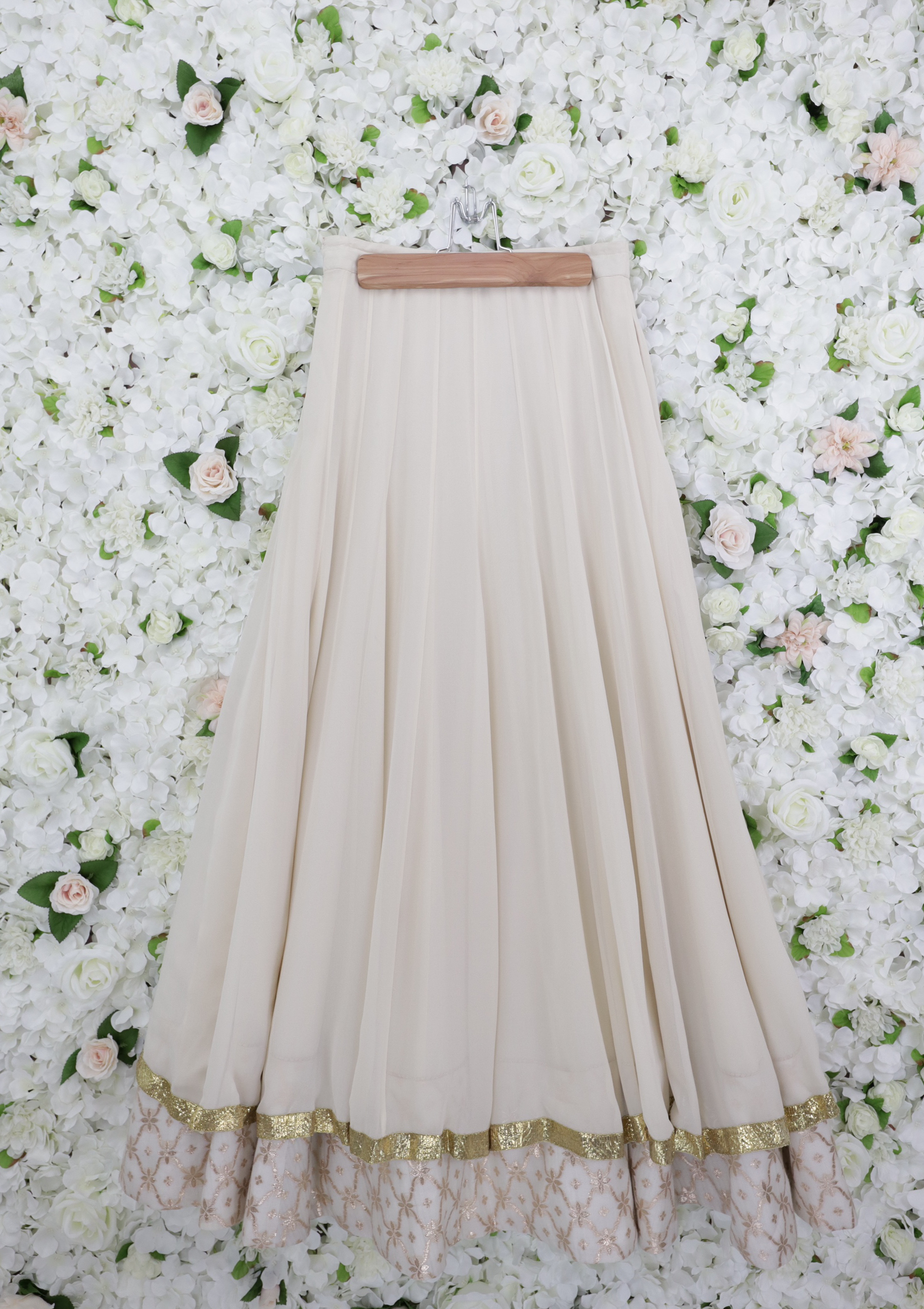White and Rose Gold Lehenga Skirt